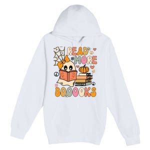 Cute Booooks Ghost Read More Books Funny Teacher Halloween Premium Pullover Hoodie