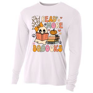 Cute Booooks Ghost Read More Books Funny Teacher Halloween Cooling Performance Long Sleeve Crew