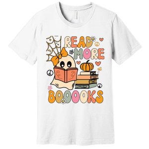 Cute Booooks Ghost Read More Books Funny Teacher Halloween Premium T-Shirt