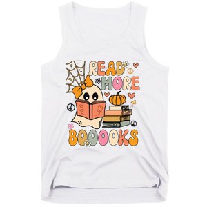 Cute Booooks Ghost Read More Books Funny Teacher Halloween Tank Top