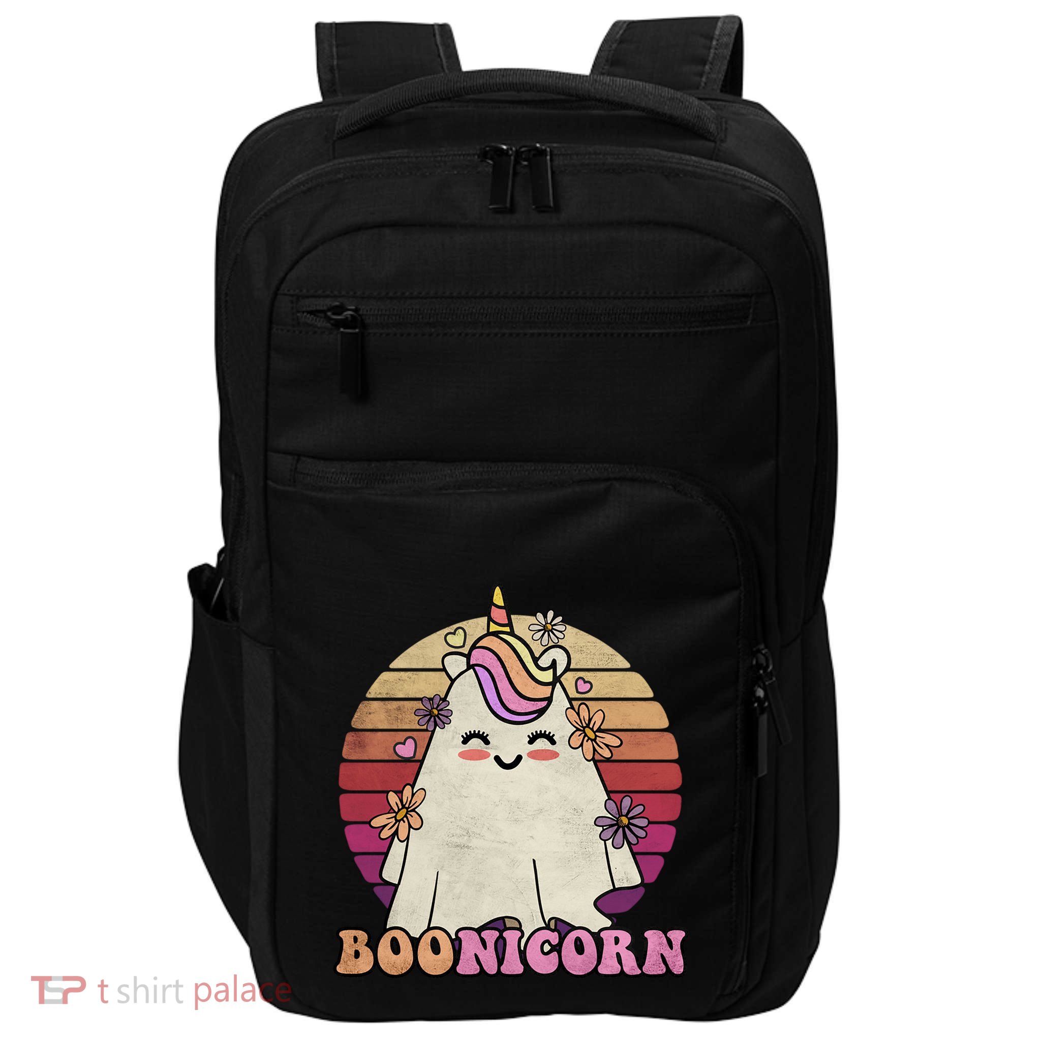 Cute Boonicorn Ghost Pink Bangs Unicorn Boo Groovy Halloween Gift Impact Tech Backpack