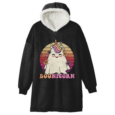 Cute Boonicorn Ghost Pink Bangs Unicorn Boo Groovy Halloween Gift Hooded Wearable Blanket