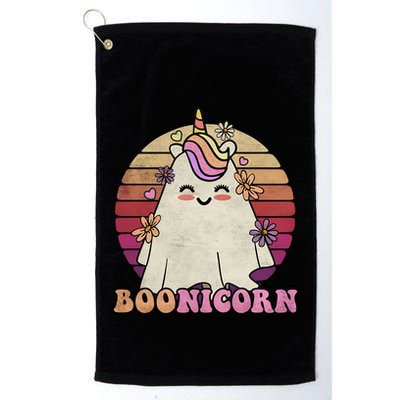 Cute Boonicorn Ghost Pink Bangs Unicorn Boo Groovy Halloween Gift Golf Towel