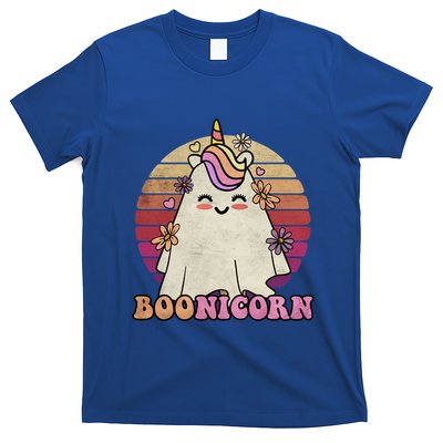 Cute Boonicorn Ghost Pink Bangs Unicorn Boo Groovy Halloween Gift T-Shirt