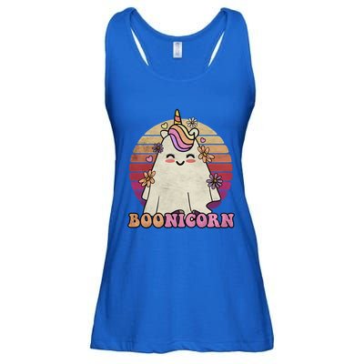 Cute Boonicorn Ghost Pink Bangs Unicorn Boo Groovy Halloween Gift Ladies Essential Flowy Tank