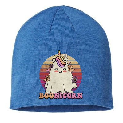 Cute Boonicorn Ghost Pink Bangs Unicorn Boo Groovy Halloween Gift Sustainable Beanie