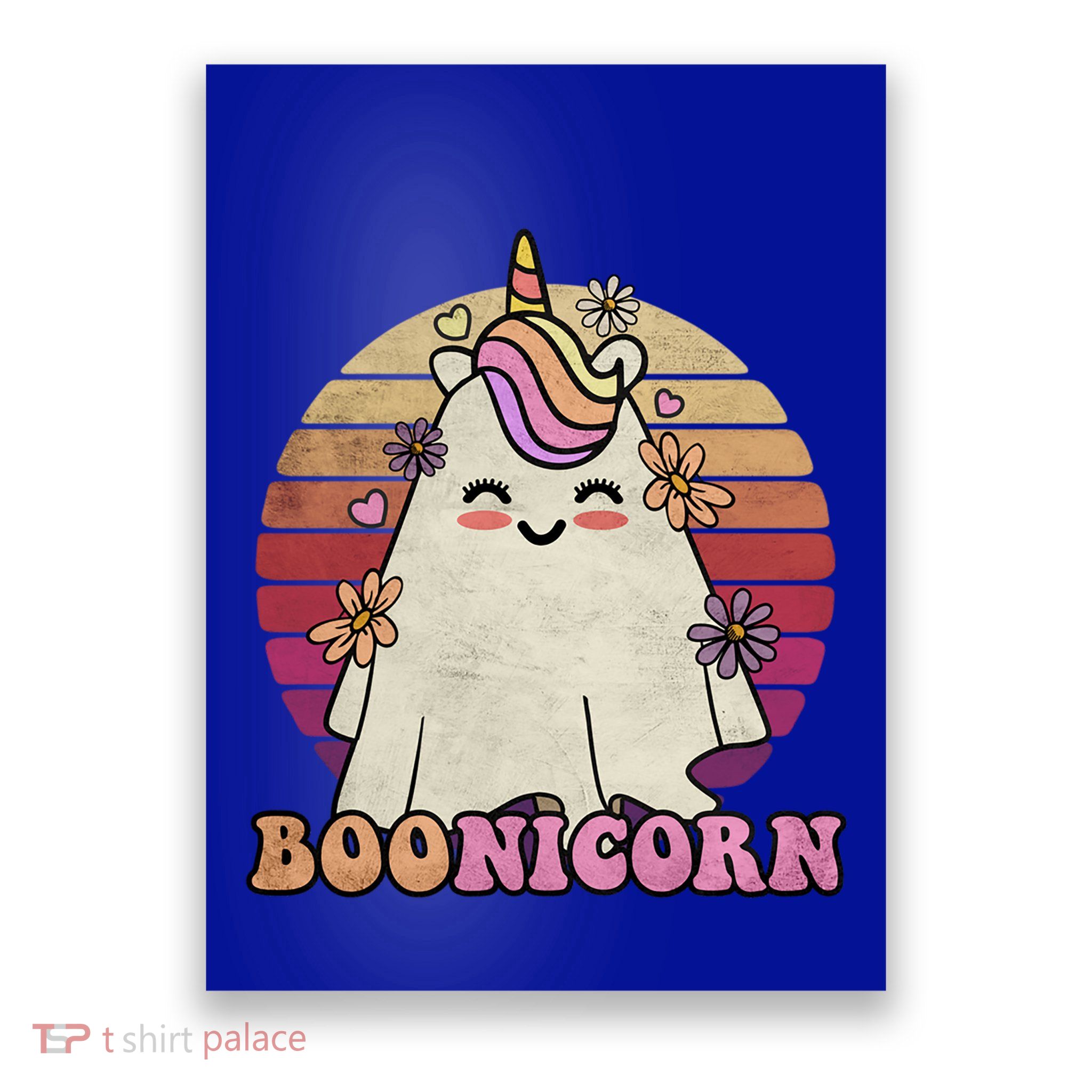 Cute Boonicorn Ghost Pink Bangs Unicorn Boo Groovy Halloween Gift Poster