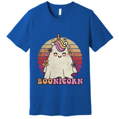 Cute Boonicorn Ghost Pink Bangs Unicorn Boo Groovy Halloween Gift Premium T-Shirt