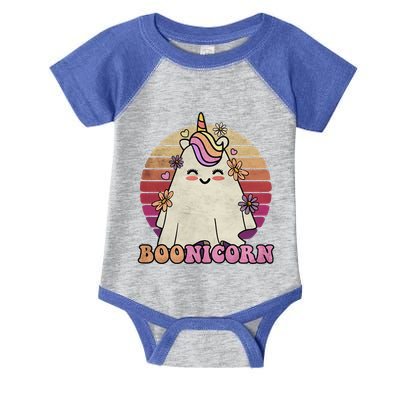 Cute Boonicorn Ghost Pink Bangs Unicorn Boo Groovy Halloween Gift Infant Baby Jersey Bodysuit