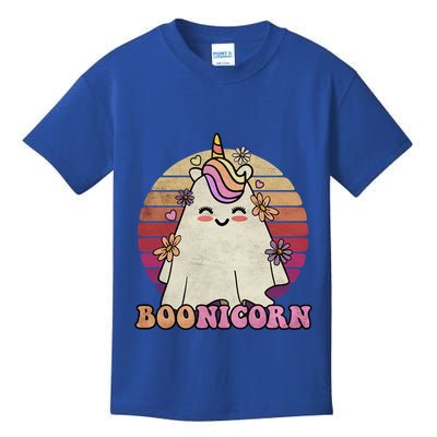 Cute Boonicorn Ghost Pink Bangs Unicorn Boo Groovy Halloween Gift Kids T-Shirt