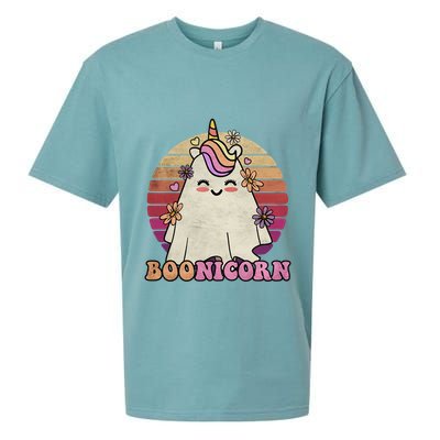 Cute Boonicorn Ghost Pink Bangs Unicorn Boo Groovy Halloween Gift Sueded Cloud Jersey T-Shirt