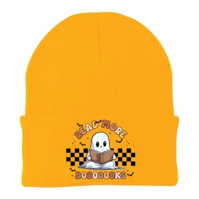 Cute Booooks Ghost Read More Books Funny Teacher Halloween Funny Gift Knit Cap Winter Beanie