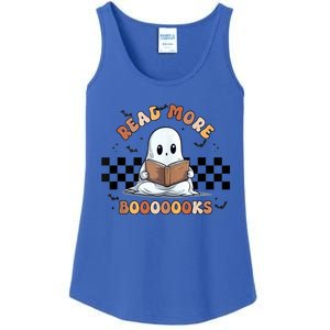 Cute Booooks Ghost Read More Books Funny Teacher Halloween Funny Gift Ladies Essential Tank