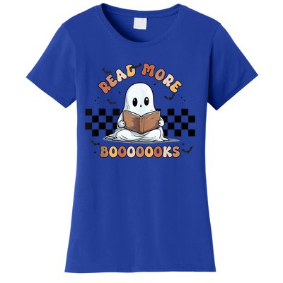 Cute Booooks Ghost Read More Books Funny Teacher Halloween Funny Gift Women's T-Shirt