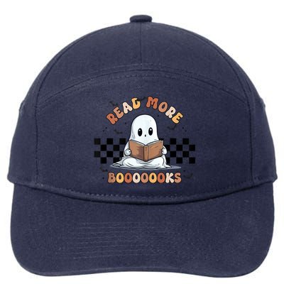 Cute Booooks Ghost Read More Books Funny Teacher Halloween Funny Gift 7-Panel Snapback Hat