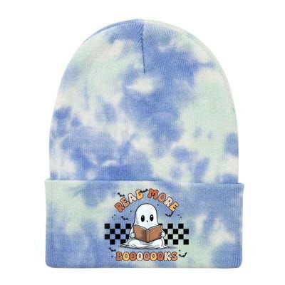 Cute Booooks Ghost Read More Books Funny Teacher Halloween Funny Gift Tie Dye 12in Knit Beanie