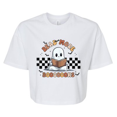 Cute Booooks Ghost Read More Books Funny Teacher Halloween Funny Gift Bella+Canvas Jersey Crop Tee