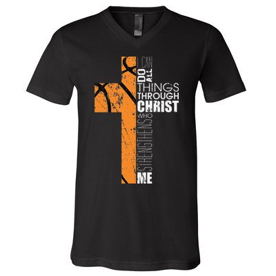 Christian Basketball Gifts Religious Verses V-Neck T-Shirt