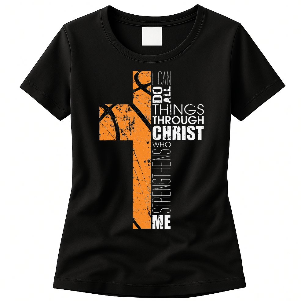 Christian Basketball Gifts Religious Verses Womens T-Shirt