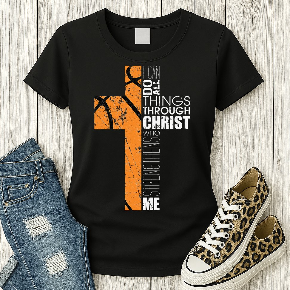 Christian Basketball Gifts Religious Verses Womens T-Shirt