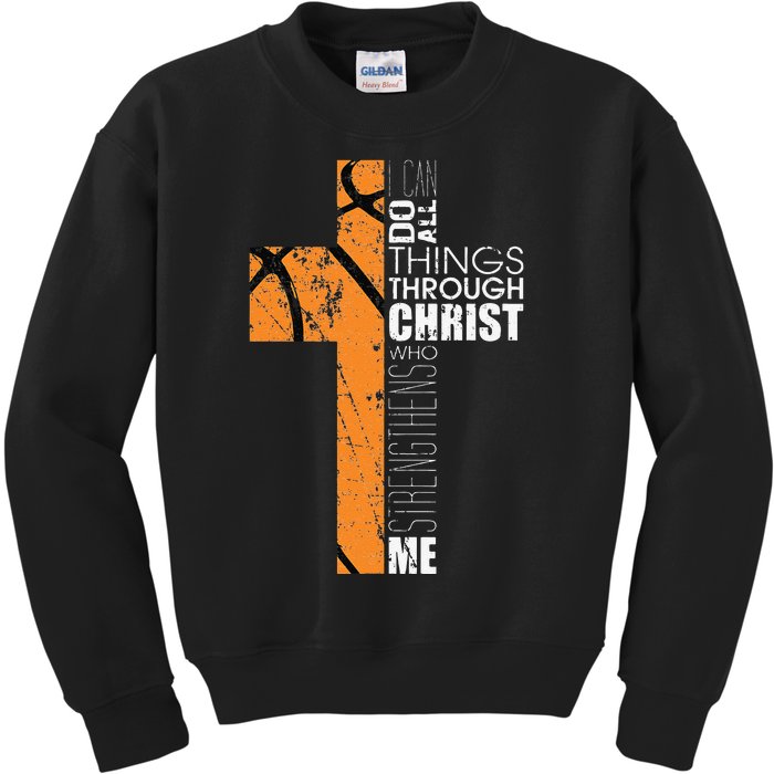 Christian Basketball Gifts Religious Verses Kids Sweatshirt