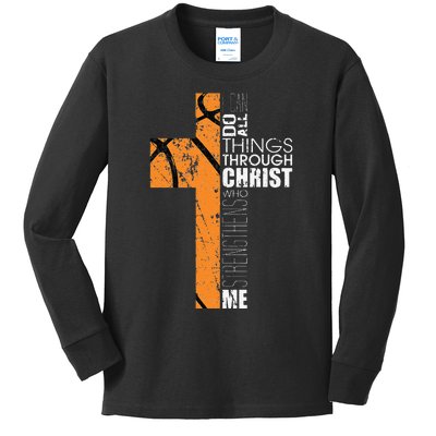 Christian Basketball Gifts Religious Verses Kids Long Sleeve Shirt