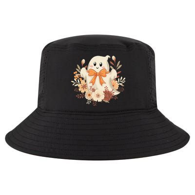 Coquette Bow Ghost Halloween Flower Ghost Spooky Lace Ghost Cool Comfort Performance Bucket Hat