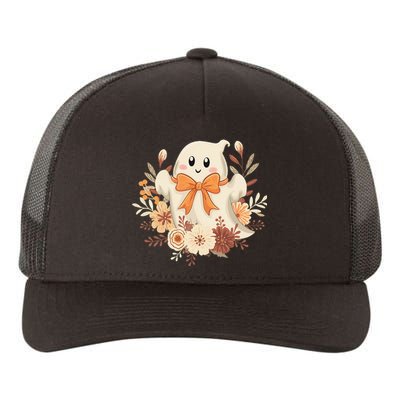 Coquette Bow Ghost Halloween Flower Ghost Spooky Lace Ghost Yupoong Adult 5-Panel Trucker Hat