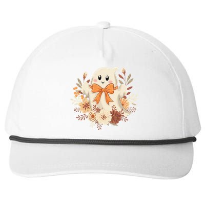 Coquette Bow Ghost Halloween Flower Ghost Spooky Lace Ghost Snapback Five-Panel Rope Hat