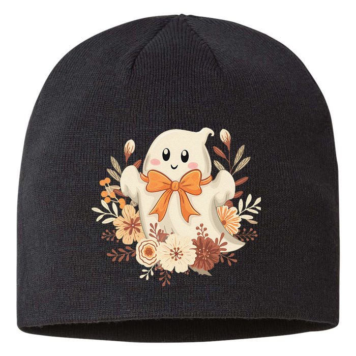 Coquette Bow Ghost Halloween Flower Ghost Spooky Lace Ghost Sustainable Beanie