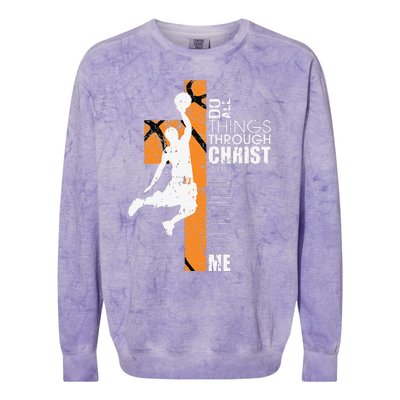 Christian Basketball Gift Philippians 413 Colorblast Crewneck Sweatshirt