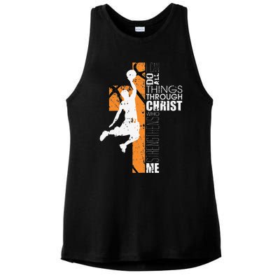 Christian Basketball Gift Philippians 413 Ladies PosiCharge Tri-Blend Wicking Tank