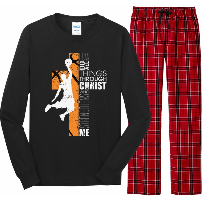 Christian Basketball Gift Philippians 413 Long Sleeve Pajama Set