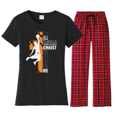 Christian Basketball Gift Philippians 413 Women's Flannel Pajama Set