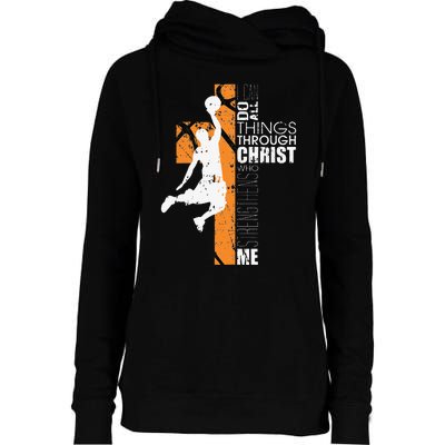 Christian Basketball Gift Philippians 413 Womens Funnel Neck Pullover Hood