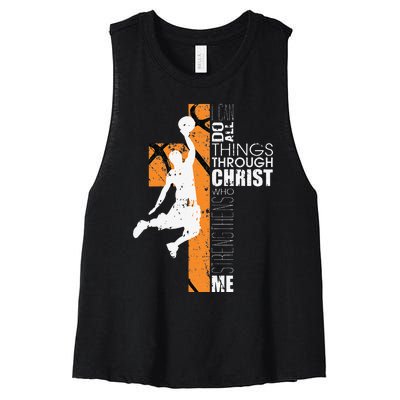 Christian Basketball Gift Philippians 413 Women's Racerback Cropped Tank