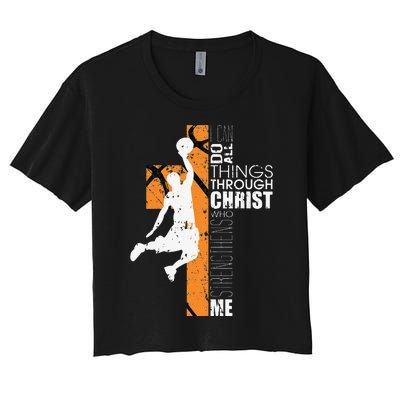 Christian Basketball Gift Philippians 413 Women's Crop Top Tee