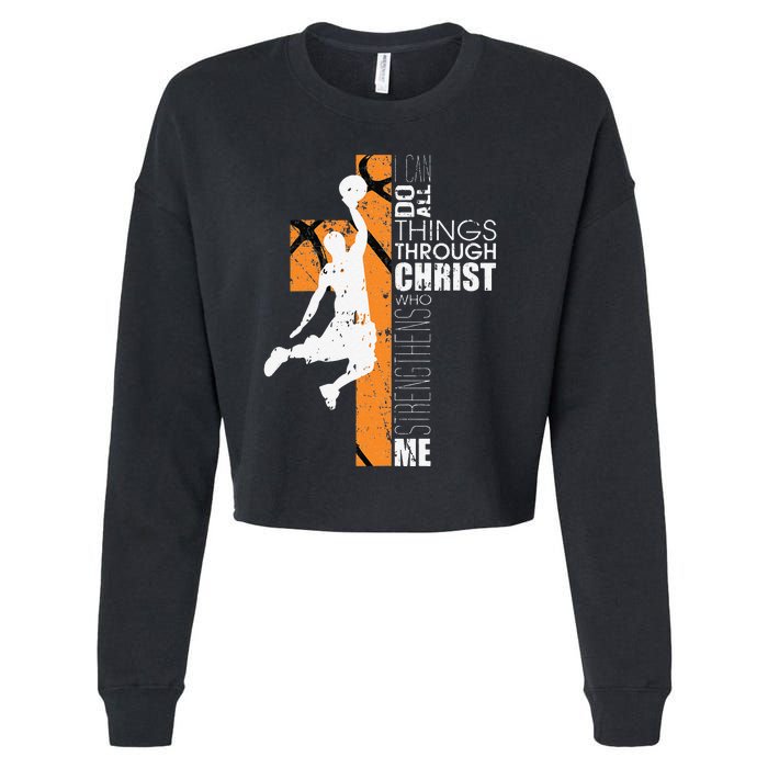 Christian Basketball Gift Philippians 413 Cropped Pullover Crew