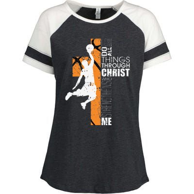 Christian Basketball Gift Philippians 413 Enza Ladies Jersey Colorblock Tee