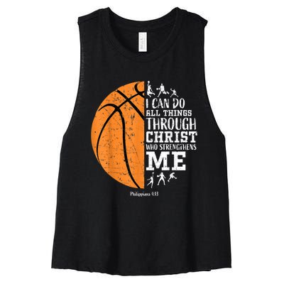 Christian Basketball Gift For Men Boys Kids Religious Gifts Women's Racerback Cropped Tank