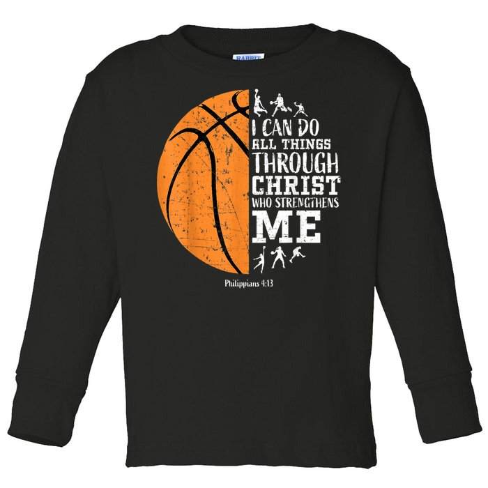 Christian Basketball Gift For Men Boys Kids Religious Gifts Toddler Long Sleeve Shirt