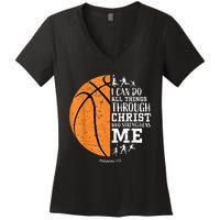 Christian Basketball Gift For Men Boys Kids Religious Gifts Women's V-Neck T-Shirt