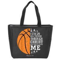 Christian Basketball Gift For Men Boys Kids Religious Gifts Zip Tote Bag