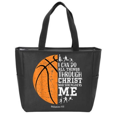 Christian Basketball Gift For Men Boys Kids Religious Gifts Zip Tote Bag