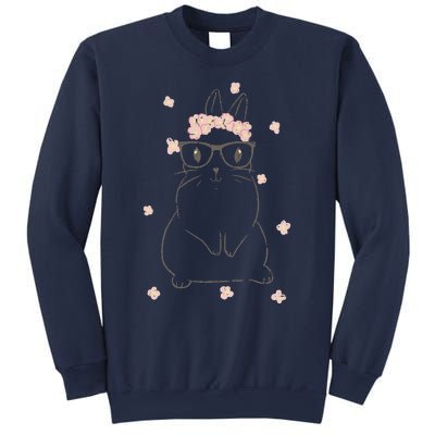 Cute Bunny Glasses Flower Tiara Headband Happy Easter Day Sweatshirt