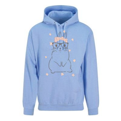 Cute Bunny Glasses Flower Tiara Headband Happy Easter Day Unisex Surf Hoodie