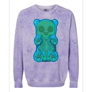 Classic Blue GUMMY BEAR Skeleton Anatomy Halloween Colorblast Crewneck Sweatshirt