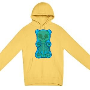 Classic Blue GUMMY BEAR Skeleton Anatomy Halloween Premium Pullover Hoodie