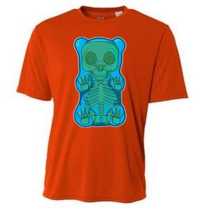 Classic Blue GUMMY BEAR Skeleton Anatomy Halloween Cooling Performance Crew T-Shirt