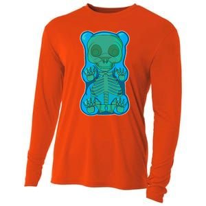 Classic Blue GUMMY BEAR Skeleton Anatomy Halloween Cooling Performance Long Sleeve Crew